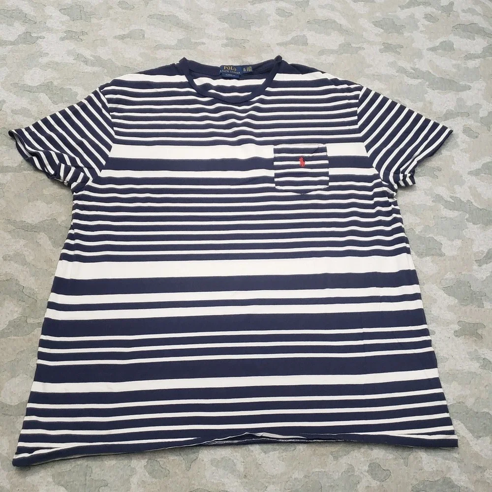 Polo‎ Ralph Lauren Shirt Mens XL Blue Classic Fit Pockets Short Sleeve